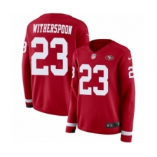 Women's Nike San Francisco 49ers #23 Ahkello Witherspoon Limited Red Therma Long Sleeve NFL Jersey