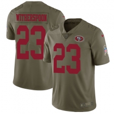 Youth Nike San Francisco 49ers #23 Ahkello Witherspoon Limited Olive 2017 Salute to Service NFL Jersey
