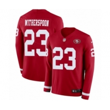 Youth Nike San Francisco 49ers #23 Ahkello Witherspoon Limited Red Therma Long Sleeve NFL Jersey