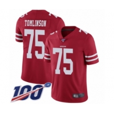 Men's San Francisco 49ers #75 Laken Tomlinson Red Team Color Vapor Untouchable Limited Player 100th Season Football Jersey