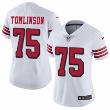 Women's Nike San Francisco 49ers #75 Laken Tomlinson Limited White Rush Vapor Untouchable NFL Jersey