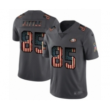 Men's San Francisco 49ers #85 George Kittle Limited Black USA Flag 2019 Salute To Service Football Jersey