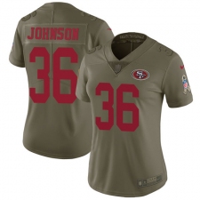 Women's Nike San Francisco 49ers #36 Dontae Johnson Limited Olive 2017 Salute to Service NFL Jersey