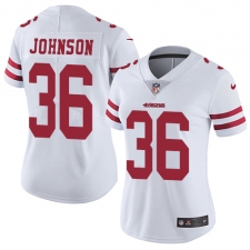 Women's Nike San Francisco 49ers #36 Dontae Johnson White Vapor Untouchable Elite Player NFL Jersey