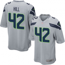 Men's Nike Seattle Seahawks #42 Delano Hill Game Grey Alternate NFL Jersey