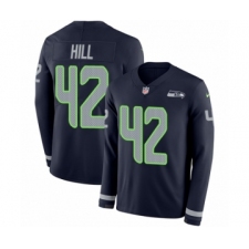 Men's Nike Seattle Seahawks #42 Delano Hill Limited Navy Blue Therma Long Sleeve NFL Jersey