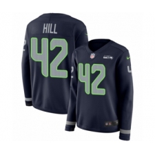 Women's Nike Seattle Seahawks #42 Delano Hill Limited Navy Blue Therma Long Sleeve NFL Jersey