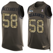Men's Nike Seattle Seahawks #58 D.J. Alexander Limited Green Salute to Service Tank Top NFL Jersey