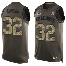 Men's Nike Seattle Seahawks #32 Chris Carson Limited Green Salute to Service Tank Top NFL Jersey