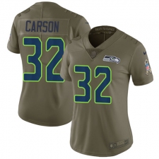 Women's Nike Seattle Seahawks #32 Chris Carson Limited Olive 2017 Salute to Service NFL Jersey