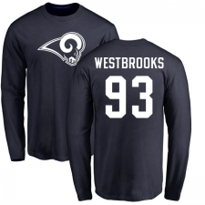 NFL Nike Los Angeles Rams #93 Ethan Westbrooks Navy Blue Name & Number Logo Long Sleeve T-Shirt