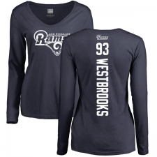 NFL Women's Nike Los Angeles Rams #93 Ethan Westbrooks Navy Blue Backer Slim Fit Long Sleeve T-Shirt