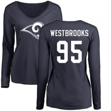 NFL Women's Nike Los Angeles Rams #95 Ethan Westbrooks Navy Blue Name & Number Logo Slim Fit Long Sleeve T-Shirt