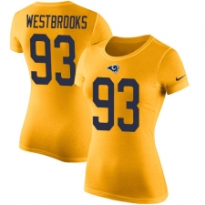 Women's Nike Los Angeles Rams #93 Ethan Westbrooks Gold Rush Pride Name & Number T-Shirt