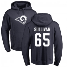 NFL Nike Los Angeles Rams #65 John Sullivan Navy Blue Name & Number Logo Pullover Hoodie