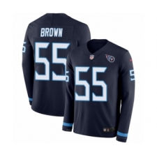 Men's Nike Tennessee Titans #55 Jayon Brown Limited Navy Blue Therma Long Sleeve NFL Jersey
