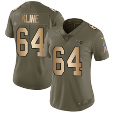 Women's Nike Tennessee Titans #64 Josh Kline Limited Olive/Gold 2017 Salute to Service NFL Jersey