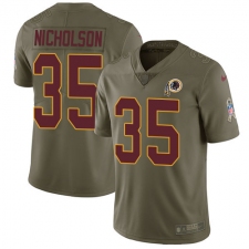 Men's Nike Washington Redskins #35 Montae Nicholson Limited Olive 2017 Salute to Service NFL Jersey