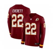 Men's Nike Washington Redskins #22 Deshazor Everett Limited Burgundy Therma Long Sleeve NFL Jersey