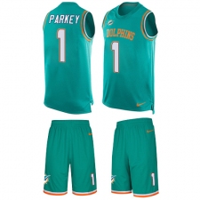 Men's Nike Miami Dolphins #1 Cody Parkey Limited Aqua Green Tank Top Suit NFL Jersey
