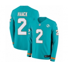Men's Nike Miami Dolphins #2 Matt Haack Limited Aqua Therma Long Sleeve NFL Jersey