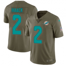 Men's Nike Miami Dolphins #2 Matt Haack Limited Olive 2017 Salute to Service NFL Jerse