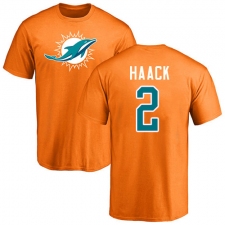 NFL Nike Miami Dolphins #2 Matt Haack Orange Name & Number Logo T-Shirt