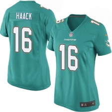Women's Nike Miami Dolphins #16 Matt Haack Game Aqua Green Team Color NFL Jersey