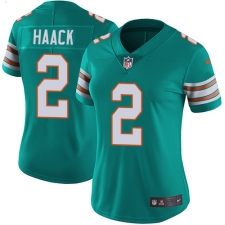 Women's Nike Miami Dolphins #2 Matt Haack Aqua Green Alternate Vapor Untouchable Limited Player NFL Jersey