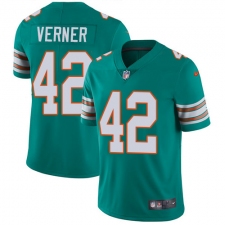 Men's Nike Miami Dolphins #42 Alterraun Verner Aqua Green Alternate Vapor Untouchable Limited Player NFL Jersey