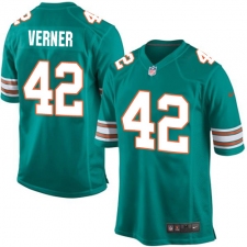 Men's Nike Miami Dolphins #42 Alterraun Verner Game Aqua Green Alternate NFL Jersey