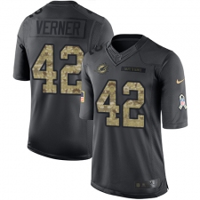 Men's Nike Miami Dolphins #42 Alterraun Verner Limited Black 2016 Salute to Service NFL Jersey