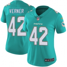 Women's Nike Miami Dolphins #42 Alterraun Verner Aqua Green Team Color Vapor Untouchable Elite Player NFL Jersey
