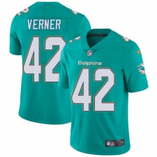 Youth Nike Miami Dolphins #42 Alterraun Verner Aqua Green Team Color Vapor Untouchable Elite Player NFL Jersey