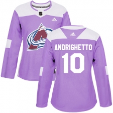 Women's Adidas Colorado Avalanche #10 Sven Andrighetto Authentic Purple Fights Cancer Practice NHL Jersey