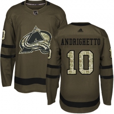 Youth Adidas Colorado Avalanche #10 Sven Andrighetto Authentic Green Salute to Service NHL Jersey