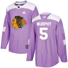 Men's Adidas Chicago Blackhawks #5 Connor Murphy Authentic Purple Fights Cancer Practice NHL Jersey