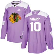 Men's Adidas Chicago Blackhawks #10 Patrick Sharp Authentic Purple Fights Cancer Practice NHL Jersey