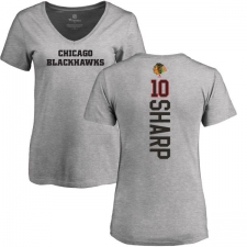 NHL Women's Adidas Chicago Blackhawks #10 Patrick Sharp Ash Backer T-Shirt