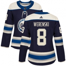 Women's Adidas Columbus Blue Jackets #8 Zach Werenski Authentic Navy Blue Alternate NHL Jersey