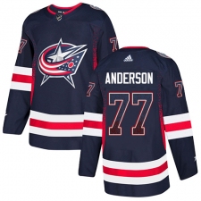 Men's Adidas Columbus Blue Jackets #77 Josh Anderson Authentic Navy Blue Drift Fashion NHL Jersey