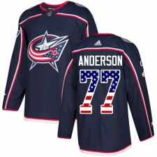 Men's Adidas Columbus Blue Jackets #77 Josh Anderson Authentic Navy Blue USA Flag Fashion NHL Jersey