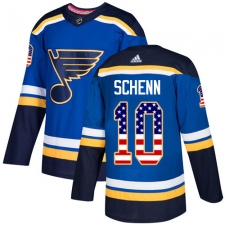 Men's Adidas St. Louis Blues #10 Brayden Schenn Authentic Blue USA Flag Fashion NHL Jersey