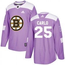 Men's Adidas Boston Bruins #25 Brandon Carlo Authentic Purple Fights Cancer Practice NHL Jersey