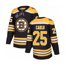 Men's Boston Bruins #25 Brandon Carlo Authentic Black Home 2019 Stanley Cup Final Bound Hockey Jersey