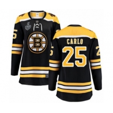 Women's Boston Bruins #25 Brandon Carlo Authentic Black Home Fanatics Branded Breakaway 2019 Stanley Cup Final Bound Hockey Jersey
