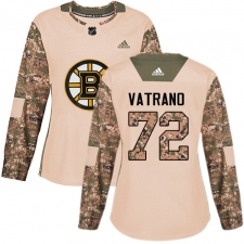 Women's Adidas Boston Bruins #72 Frank Vatrano Authentic Camo Veterans Day Practice NHL Jersey