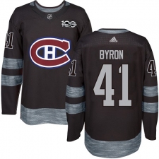 Men's Adidas Montreal Canadiens #41 Paul Byron Authentic Black 1917-2017 100th Anniversary NHL Jersey