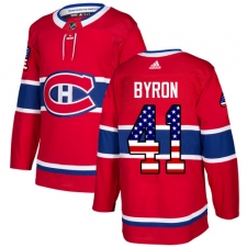 Men's Adidas Montreal Canadiens #41 Paul Byron Authentic Red USA Flag Fashion NHL Jersey