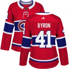 Women's Adidas Montreal Canadiens #41 Paul Byron Authentic Red Home NHL Jersey